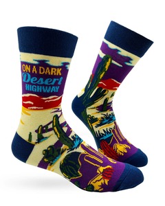On A Dark Desert Highway ~ Men's Crew Socks by FabDaz