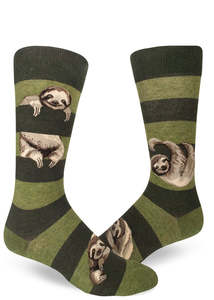 Sloth Stripe - Khaki - Men's Crew by Modsocks