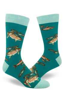 Funky Socks For Men: Trout Fishing - Men's Crew by Modsocks
