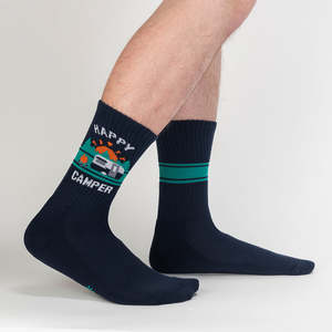 Funky Socks For Men: Happy Camper - Athletic Socks by Sock it to Me