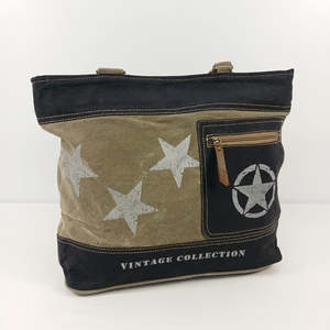 Backyard 'Helen' Tote Bag ~ Canvas/Leather