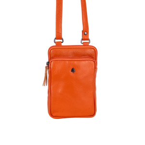 Greenwood Leather Gail Compact Crossbody Bag ~ Orange