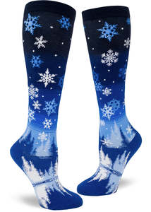 Snowflakes Into the Blue ~ Knee Highs by Modsocks