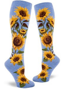 Funky Long Socks For The Ladies: Sunflower ~ Heather Cornflower - Knee Highs by Modsocks