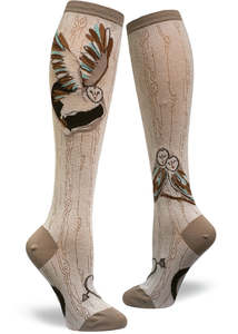 Funky Long Socks For The Ladies: Barn Owl - Knee Highs by Modsocks