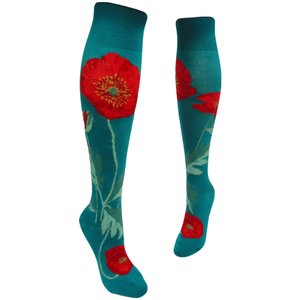 Funky Long Socks For The Ladies: Bold Poppies, Lake - Knee Highs by Modsocks