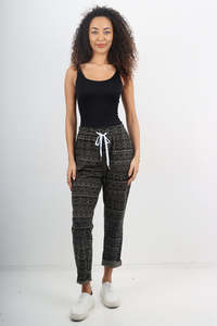 Italian Stretch Cotton Trousers ~ Black Boho~ ONE SIZE