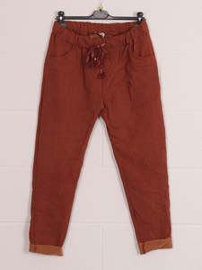 Italian Cotton Pants: Italian Made Magic Pants ~ Rust