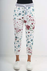 Italian Stretch Cotton Trousers ~ Flora Duo ~ ONE SIZE