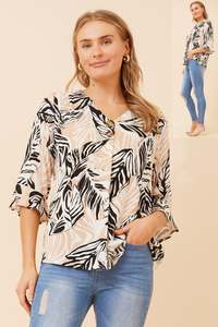Italian Made Tops: Caroline Morgan Viscose Print Top ~ Palms
