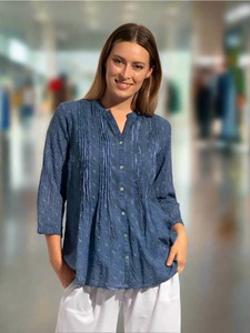 Italian Made Tops: Mozaic Yamba Top Plain ~ Denim Wash ~ Sz XS-XXL