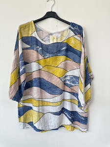 Italian Made Tops: Italian Made Cotton Top Abstract ~ White Sz 8-18