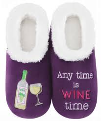 Slippers: Slumbies® Cosy Women's Slippers ~ Anytime is Wine Time ~ XL ONLY