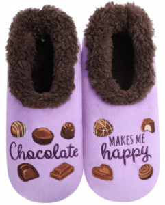 Slumbies® Cosy Women's Slippers ~ Chocolate Makes Me Happy ~ XL ONLY