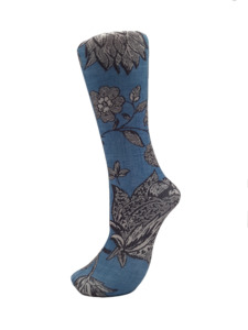 Celeste Stein Couture Trouser Socks: Celeste Stein - Denim Linen Flowers - Trouser Sock