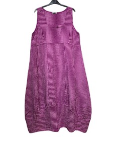 Colette Italian Made Linen Sleeveless Pinstripe Maxi Dress ~ Mauve