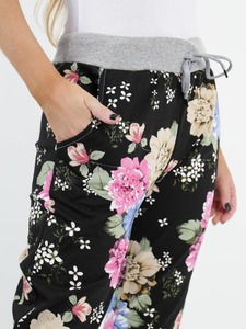 Italian Stretch Cotton Trousers ~ Night Flowers