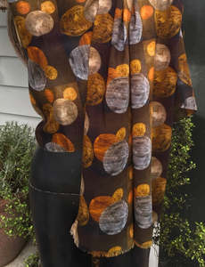 Gorgeous Scarves: Geometric Circles Chocolate Cotton/Modal Designer Scarf
