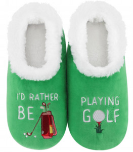 Slippers: Slumbies® Cosy Men's Slippers ~ I'd Rather Be Playing Golf