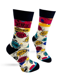 Funky Socks A: Swearing Always Helps ~ Ladies' Crew Socks by FabDaz