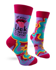 Funky Socks A: If You Lick it They Will Come ~ Ladies' Crew Socks by FabDaz