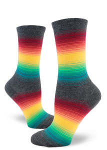 Awesome Stripe (Dark Rainbow) - Ladies Crew by Modsocks