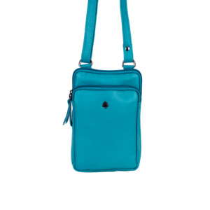 Greenwood Leather Gail Compact Crossbody Bag ~ Turquoise