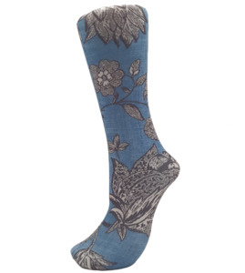 Celeste Stein ~ COMPRESSION Socks ~ Denim Linen Flowers