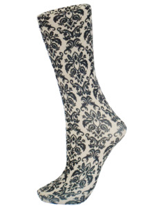 Celeste Stein ~ COMPRESSION Socks ~ Black/Tan Damask