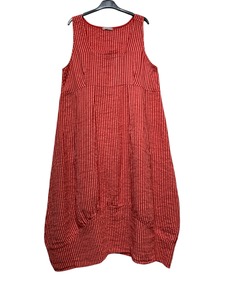 Colette Italian Made Linen Sleeveless Gingham Maxi Dress ~ Red