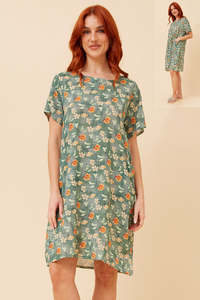 Caroline Morgan Floral Duo Shift Dress ~ Sage
