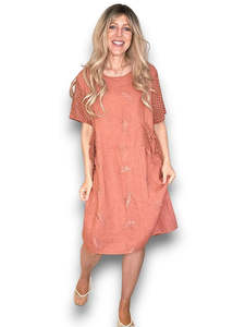 Helga May Linen C'est La Vie Easy Dress ~ Brick