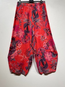 Colette Floral Barrel Leg Linen Pants ~ Coral