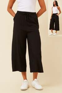 Caroline Morgan 7/8 Wide Leg Trousers ~ Black