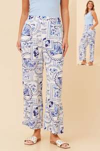 Italian Cotton Pants: Caroline Morgan Tailored Straight Leg Trouser ~ Postcard