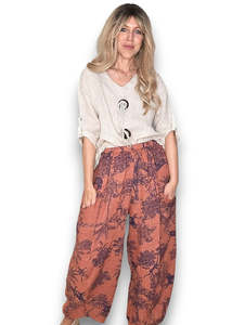 HELGA MAY French Toille Barrel Linen Pants ~ Brick