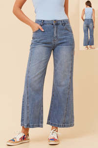 Caroline Morgan Wide Leg Jeans ~ Mid Blue