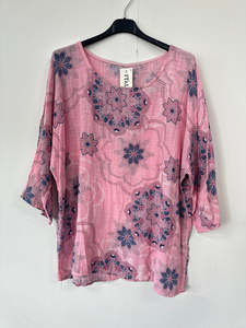 Italian Made Cotton Top Mandala ~ Light Pink Sz 8-18