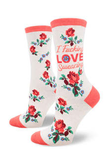 I Love Swearing (Heather Cream) - Ladies Crew by Modsocks