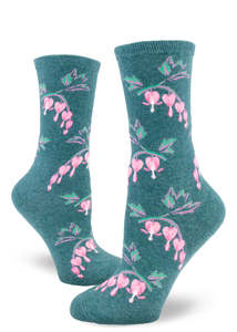Funky Socks A: Bleeding Heart Flower - Ladies Crew by Modsocks