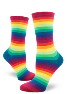 Funky Socks A: Rainbow Gradient Stripe  - Ladies Crew by Modsocks