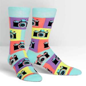 Funky Socks For Men: Say Cheese - Men's Crew Socks by Sock it to Me