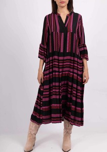 Colette Cotton Stripe Dress ~ Black/Pink