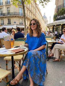 Italian Made Linen Cotton Clothing: Colette Two-Piece Linen Dress ~ Royal Blue