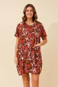 Caroline Morgan Viscose Print Dress ~ Rosewood