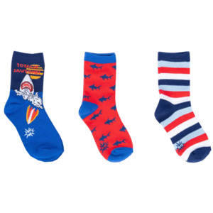 Socks For The Kids: Totally Jawsome! Kids Crew Socks Pack of 3 ~ Sock it to Me ~ Two Sizes