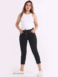 Italian Made Magic Pants, Back Pockets ~ Black