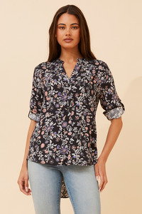 Caroline Morgan Viscose Print Top ~ Night Garden