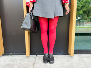 Snag Tights: SNAG Opaque 80 Den Castor Oil Tights ~ Blood Red