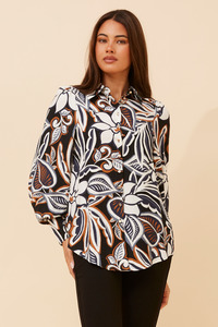 Caroline Morgan Viscose Print Top ~ Contrast Floral